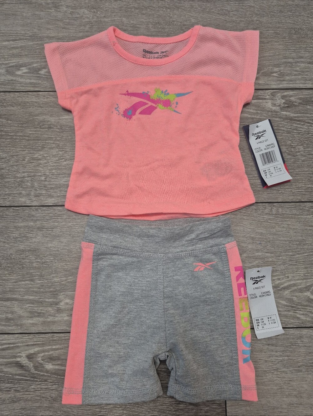 Reebok Pink & Gray Baby Girls Athletic Two-Piece Set. Size 12M